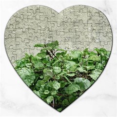 Plants Against Concrete Wall Background Jigsaw Puzzle (Heart)