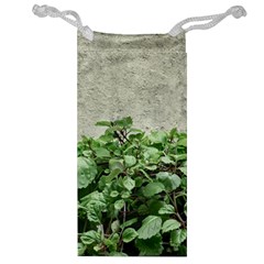 Plants Against Concrete Wall Background Jewelry Bag