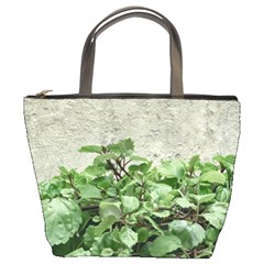 Plants Against Concrete Wall Background Bucket Bags by dflcprints