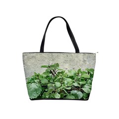 Plants Against Concrete Wall Background Shoulder Handbags by dflcprints