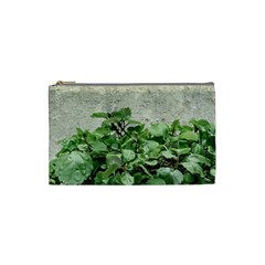 Plants Against Concrete Wall Background Cosmetic Bag (Small) 