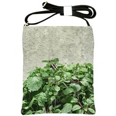 Plants Against Concrete Wall Background Shoulder Sling Bags