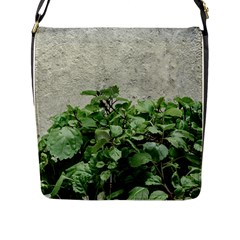 Plants Against Concrete Wall Background Flap Messenger Bag (l)  by dflcprints