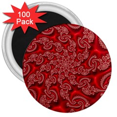 Fractal Art Elegant Red 3  Magnets (100 Pack) by Nexatart