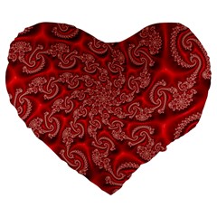 Fractal Art Elegant Red Large 19  Premium Flano Heart Shape Cushions by Nexatart