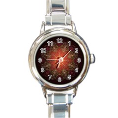 Floral Kaleidoscope Round Italian Charm Watch by Nexatart