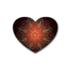 Floral Kaleidoscope Heart Coaster (4 Pack)  by Nexatart