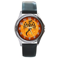 Dragon Fire Monster Creature Round Metal Watch by Nexatart