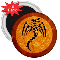 Dragon Fire Monster Creature 3  Magnets (10 Pack)  by Nexatart