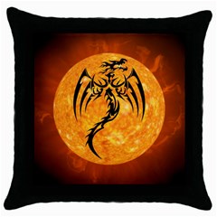 Dragon Fire Monster Creature Throw Pillow Case (black) by Nexatart