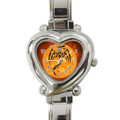 Dragon Fire Monster Creature Heart Italian Charm Watch by Nexatart