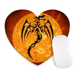 Dragon Fire Monster Creature Heart Mousepads by Nexatart