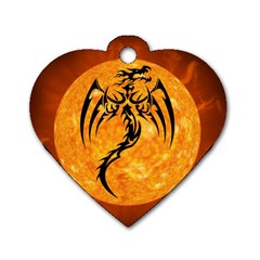 Dragon Fire Monster Creature Dog Tag Heart (one Side) by Nexatart