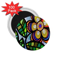 Folk Art Flower 2 25  Magnets (100 Pack) 