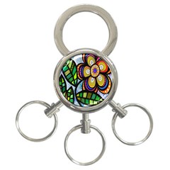 Folk Art Flower 3-ring Key Chains by Nexatart