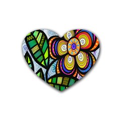 Folk Art Flower Heart Coaster (4 Pack) 