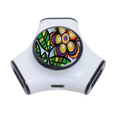 Folk Art Flower 3-port Usb Hub by Nexatart