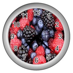 Forest Fruit Wall Clocks (silver)  by Nexatart