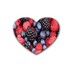 Forest Fruit Rubber Coaster (heart)  by Nexatart