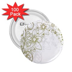 Flowers Background Leaf Leaves 2 25  Buttons (100 Pack)  by Nexatart