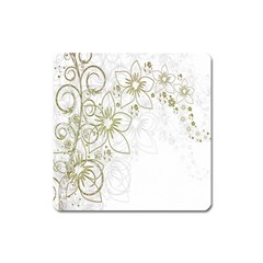 Flowers Background Leaf Leaves Square Magnet by Nexatart