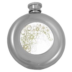 Flowers Background Leaf Leaves Round Hip Flask (5 Oz) by Nexatart