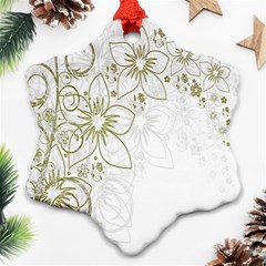 Flowers Background Leaf Leaves Snowflake Ornament (two Sides)