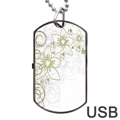 Flowers Background Leaf Leaves Dog Tag Usb Flash (one Side) by Nexatart