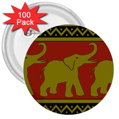 Elephant Pattern 3  Buttons (100 Pack) 