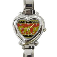 Elephant Pattern Heart Italian Charm Watch by Nexatart