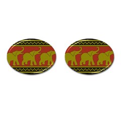 Elephant Pattern Cufflinks (oval)