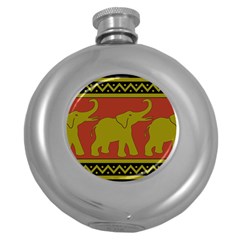 Elephant Pattern Round Hip Flask (5 Oz) by Nexatart