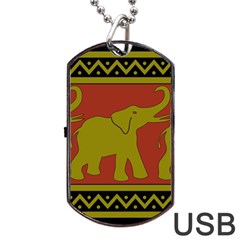 Elephant Pattern Dog Tag Usb Flash (two Sides)