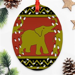 Elephant Pattern Oval Filigree Ornament (two Sides)