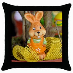 Easter Hare Easter Bunny Throw Pillow Case (black) by Nexatart