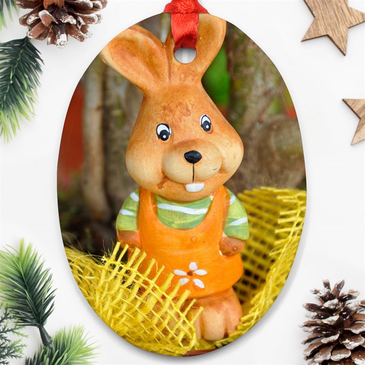 Easter Hare Easter Bunny Oval Ornament (Two Sides)