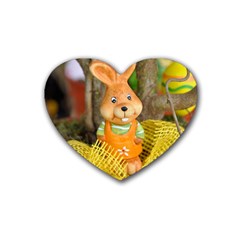 Easter Hare Easter Bunny Heart Coaster (4 Pack)  by Nexatart