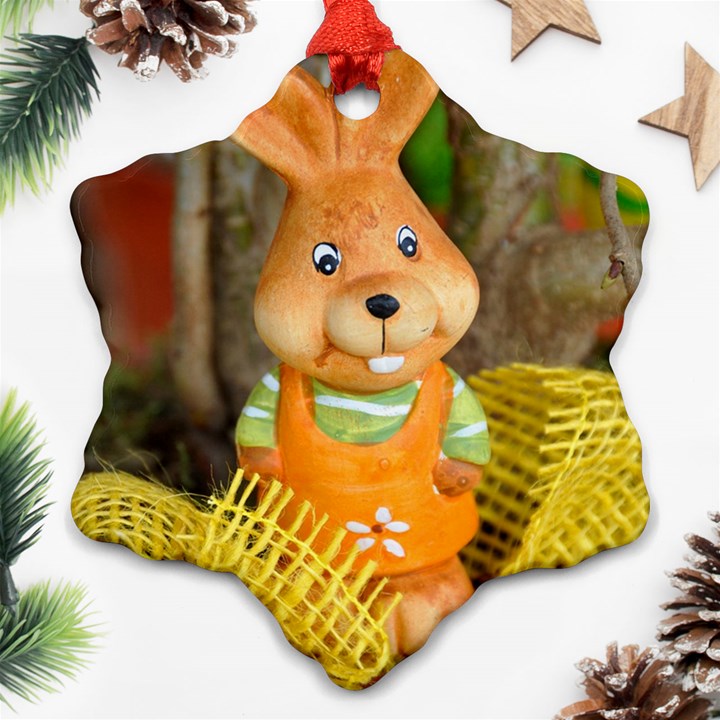 Easter Hare Easter Bunny Snowflake Ornament (Two Sides)