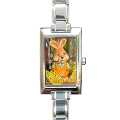 Easter Hare Easter Bunny Rectangle Italian Charm Watch by Nexatart