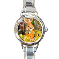 Easter Hare Easter Bunny Round Italian Charm Watch by Nexatart