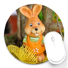 Easter Hare Easter Bunny Round Mousepads by Nexatart