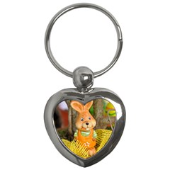 Easter Hare Easter Bunny Key Chains (heart)  by Nexatart