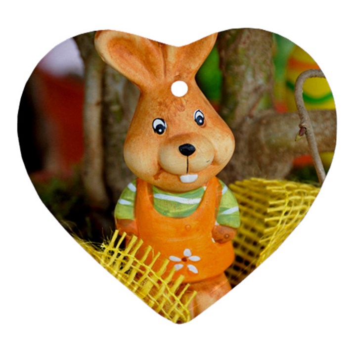 Easter Hare Easter Bunny Heart Ornament (Two Sides)