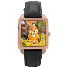 Easter Hare Easter Bunny Rose Gold Leather Watch  by Nexatart