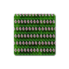 Floral Pattern Square Magnet by Nexatart