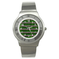 Floral Pattern Stainless Steel Watch