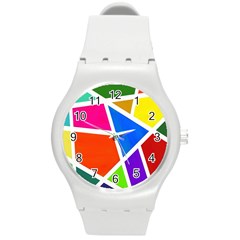 Geometric Blocks Round Plastic Sport Watch (m)