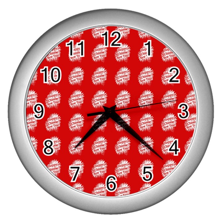 Happy Chinese New Year Pattern Wall Clocks (Silver) 