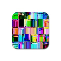 Glitch Art Abstract Rubber Coaster (square) 