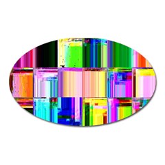 Glitch Art Abstract Oval Magnet